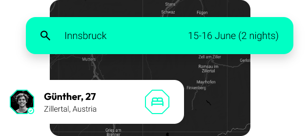 Image of a digital map with places to stay